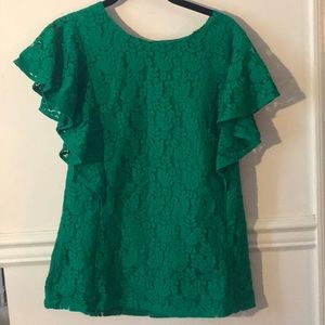 Merona Lace Top Size Medium - Kelly Green